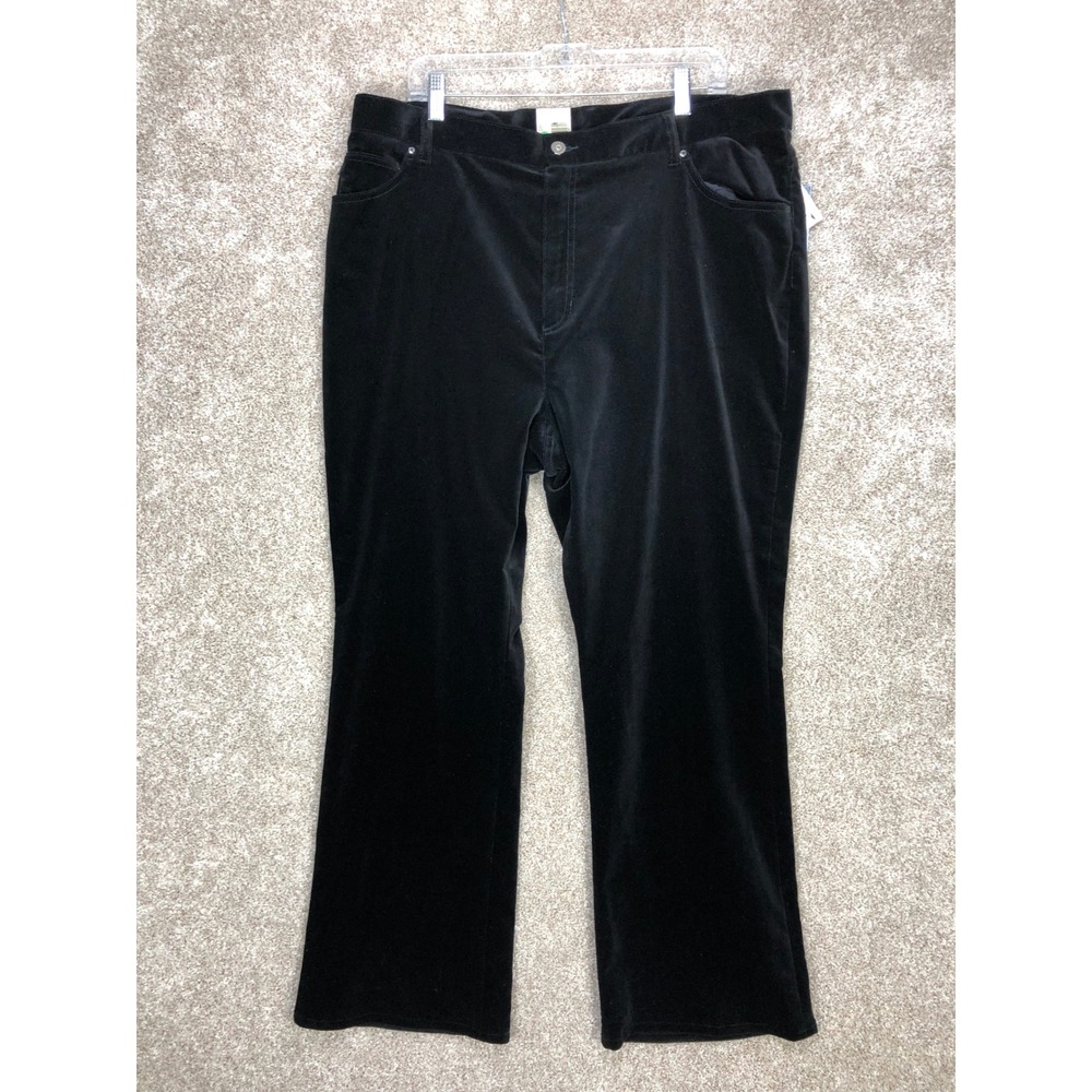 Ralph Lauren Lauren Jeans Boot Leg Velvet Pants Women 18W Black Stretch Chic New